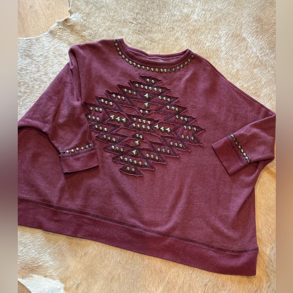 Gorgeous Double D Ranch Burgundy sweatshirt! Very oversized. *Read description*